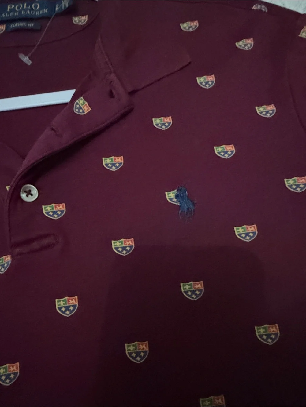 Ralph Lauren Men’s Burgundy Polo with Crest Motif